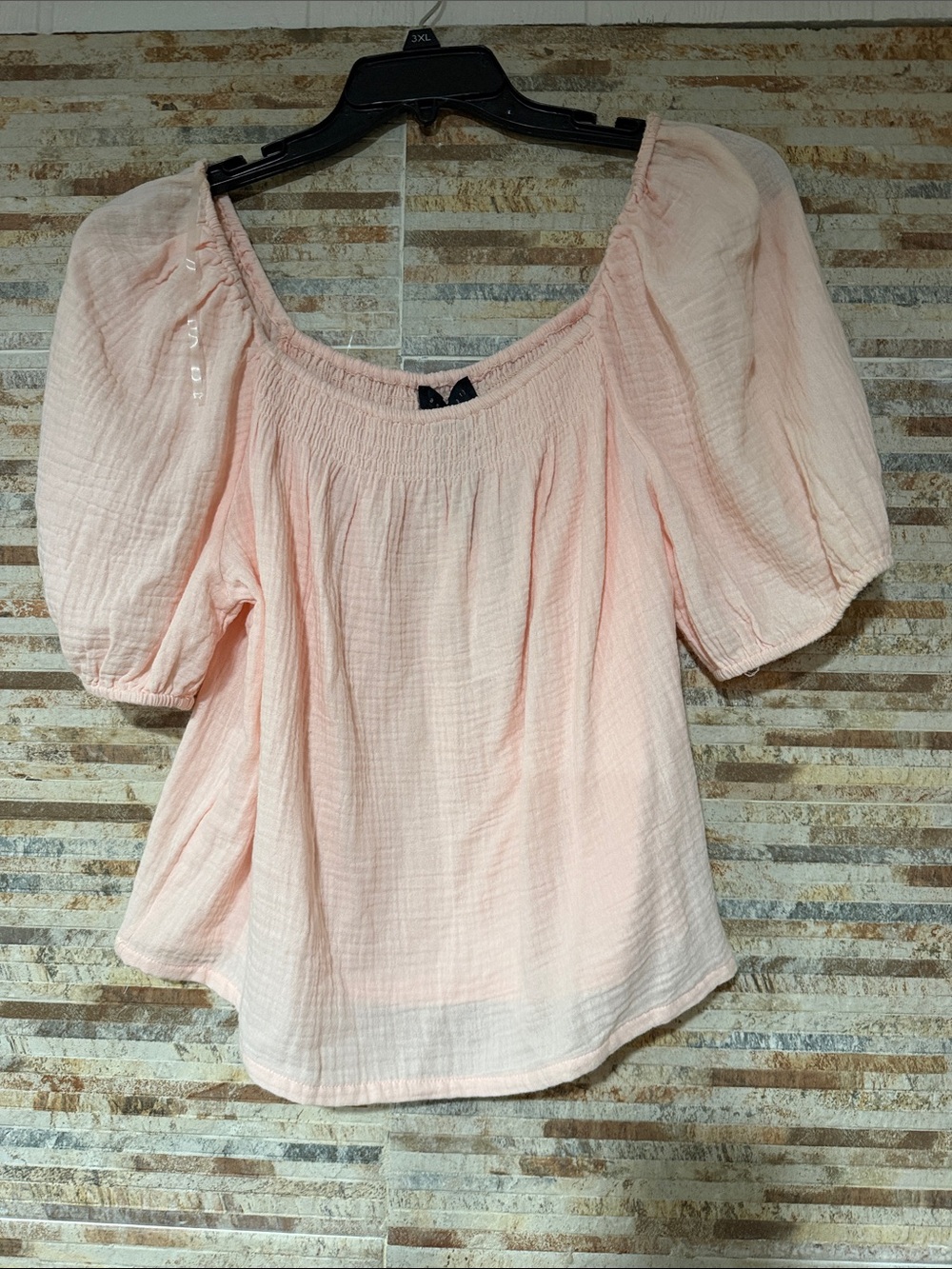 Sanctuary Blush Peasant Blouse with Puff Sleeves